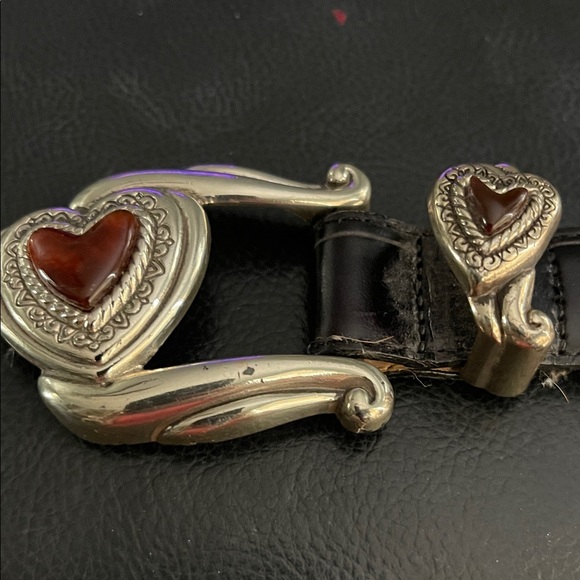 Brighton Black Leather Belt with Heart Buckle - Picture 2 of 5